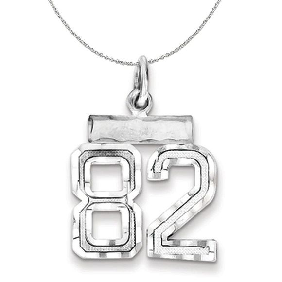 Silver, Varsity Collection, Small D/C Number 82 Necklace - 24 In - Picture 1 of 7